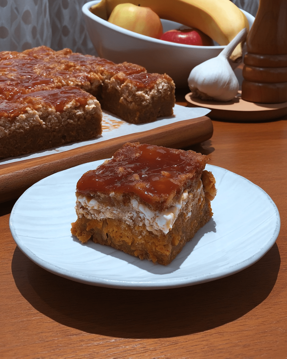 Perfectly baked pumpkin brownies with a visible swirl pattern from the pumpkin and brownie batters.