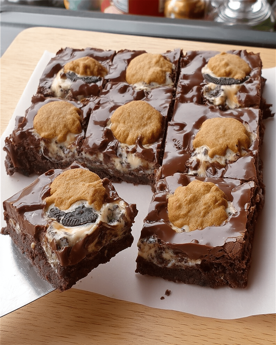 Halloween Brookies served on a plate with a scoop of ice cream.