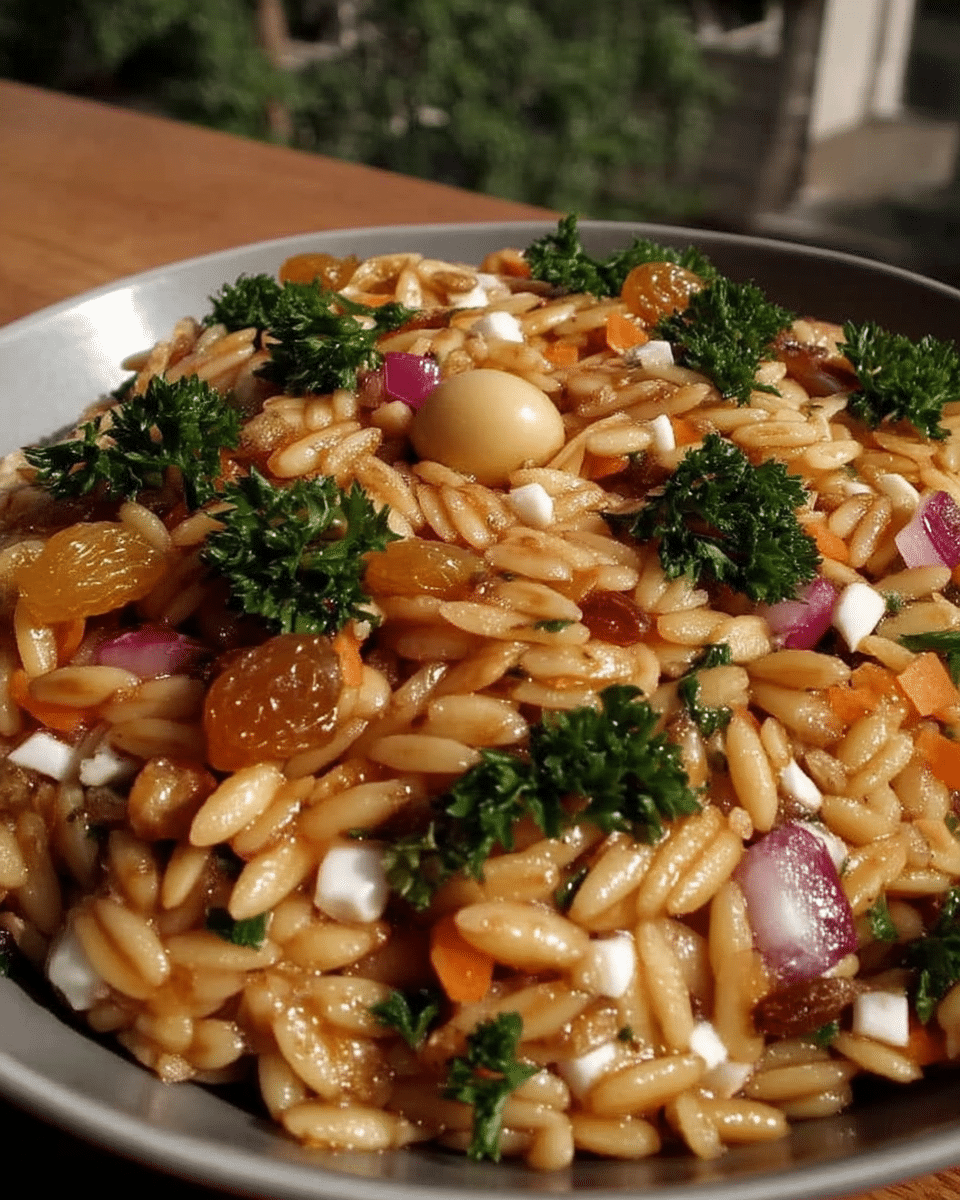 Ingredients for Harvest Orzo Salad laid out on a table.