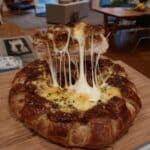 Breakfast tailgate food ham and cheese croissants with golden flaky tops