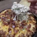 Game Day Snacks Football crack chicken dip in baking dish