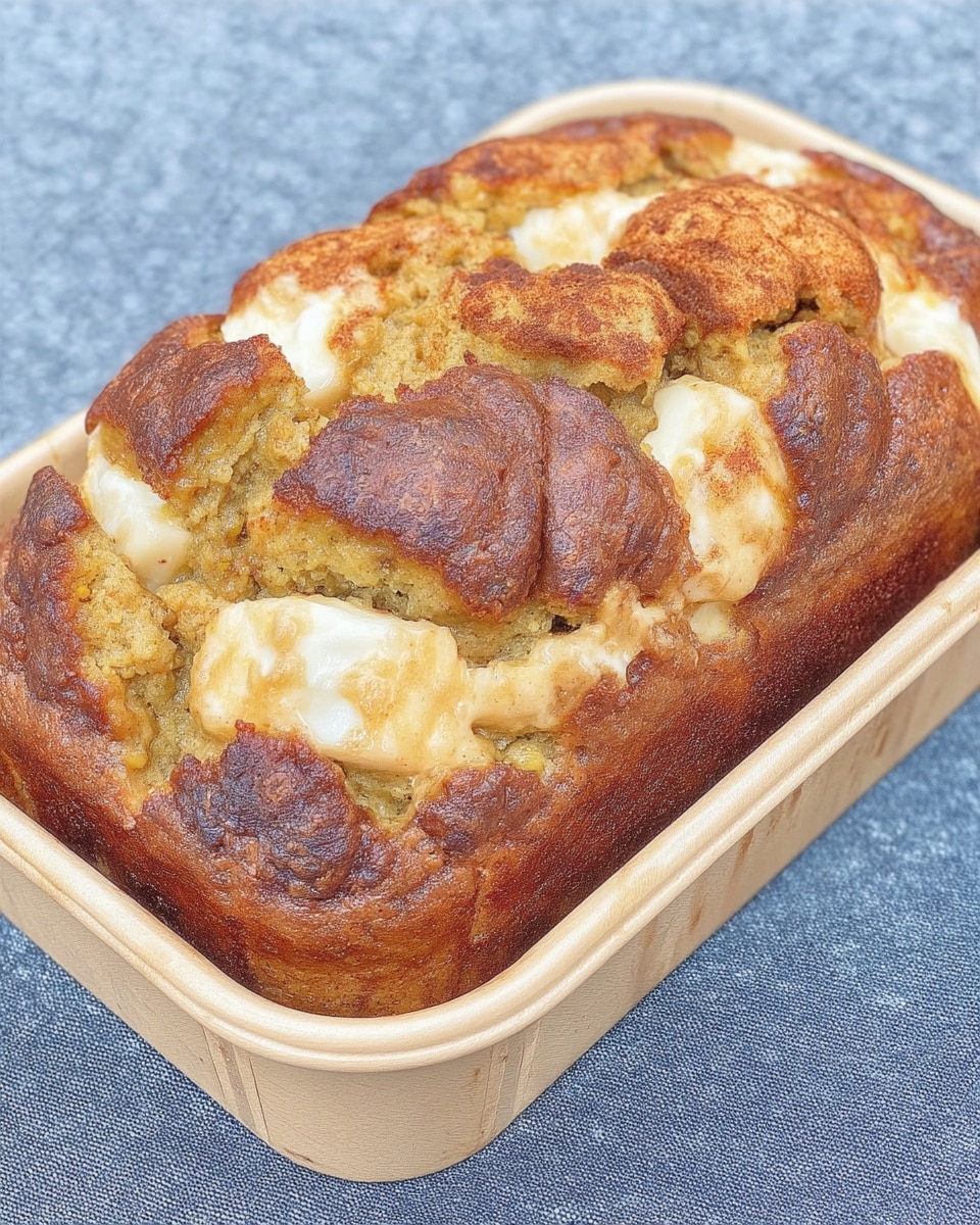 Pumpkin bread with cream cheese next to coffee and fall decor