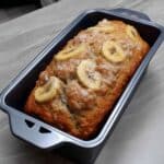Pumpkin bread with cream cheese swirl on cutting board
