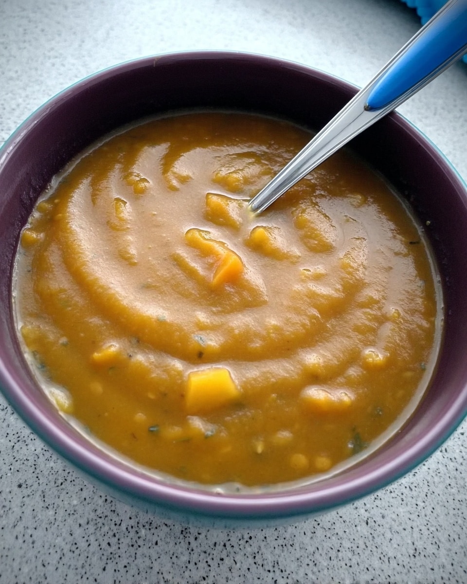 Drizzle of pumpkin spice syrup over pumpkin soup
